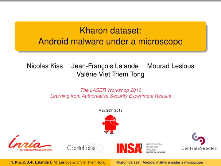 kharon dataset android malware under a microscope