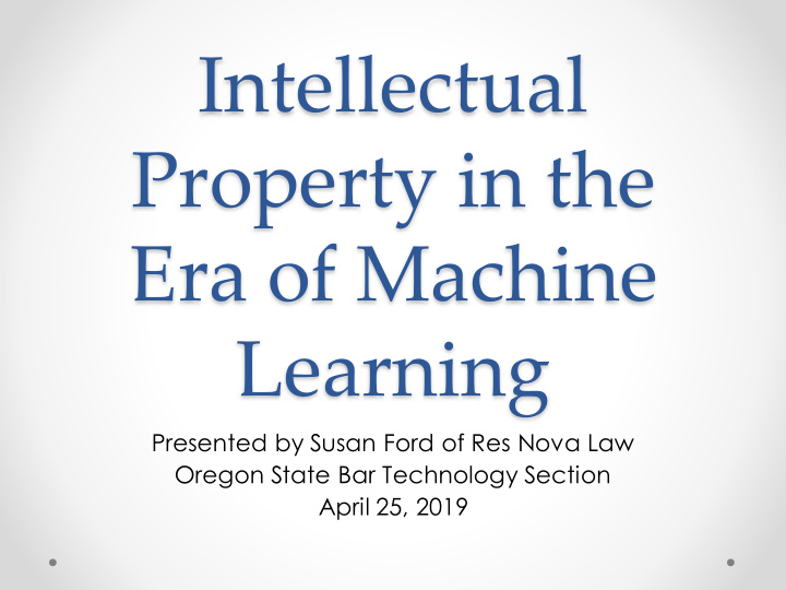 intellectual property in the era of machine learning