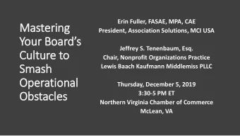 Masteri  ring  g  President, Association Solutions, MCI USA  You  our B  Boar  oards  Jeffrey S.