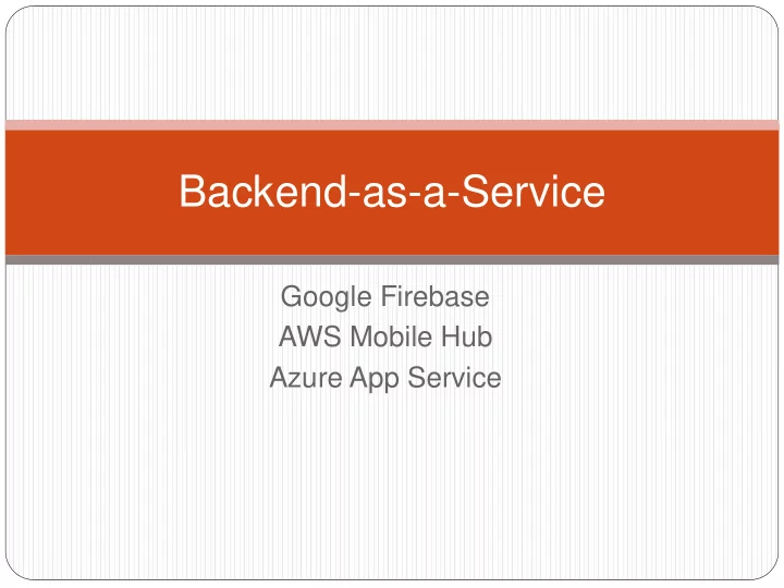 backend as a service