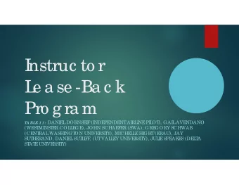 I  nstruc to r  L  e a se -Ba c k  Pro g ra m A BLE 1 1 : DANI  E  L  DORNSE  I  F(I  NDE  PE  NDE