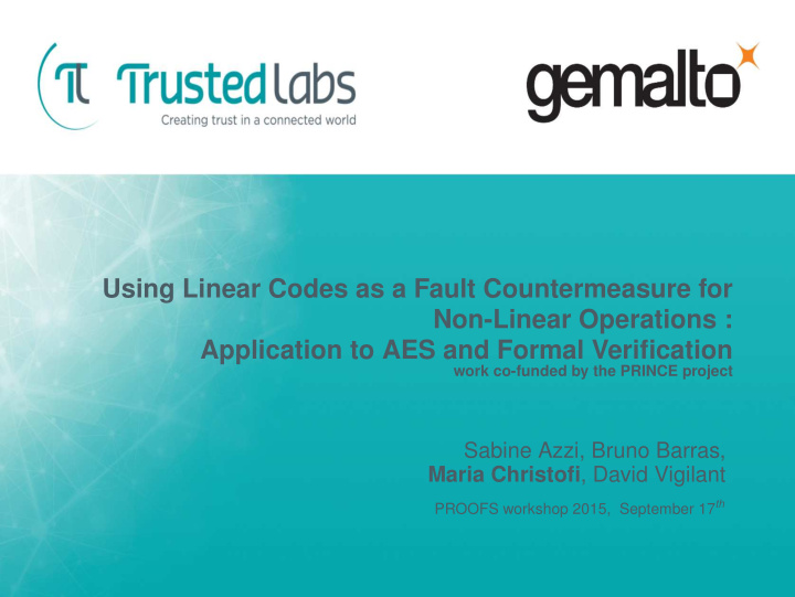 using linear codes as a fault countermeasure for non