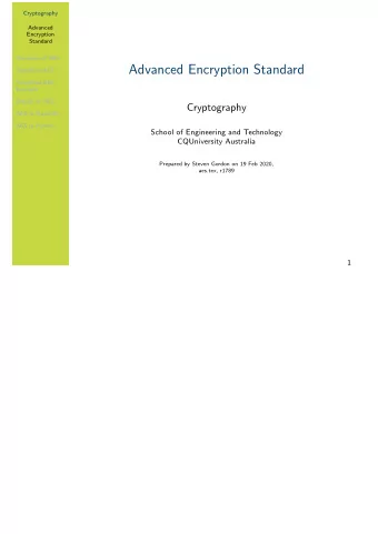 Advanced Encryption Standard  Simplified-AES  Simplified-AES  Example  Details of AES  Cryptography