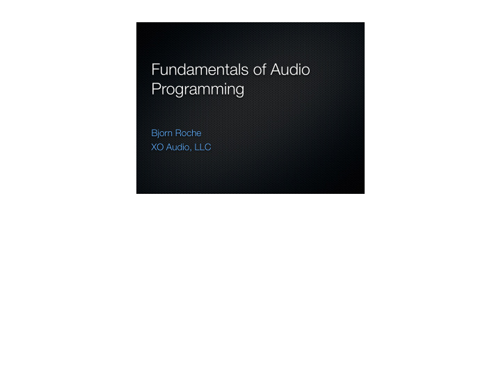 fundamentals of audio programming