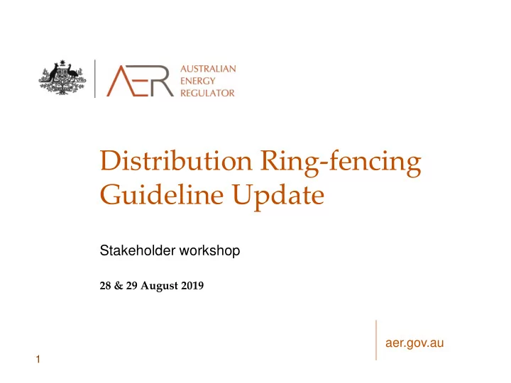 distribution ring fencing guideline update