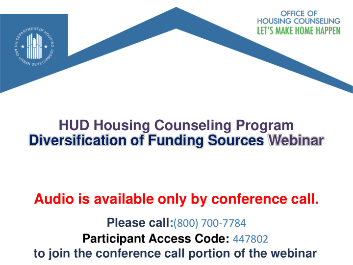hud housing counseling program diversification of funding