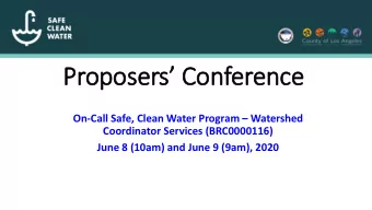 Proposers Conference On-Call Safe, Clean Water Program  Watershed  Coordinator Services