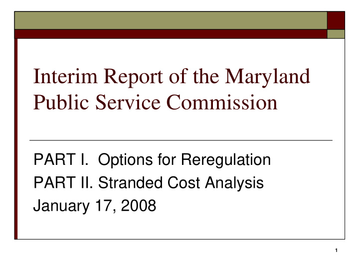 interim report of the maryland public service commission