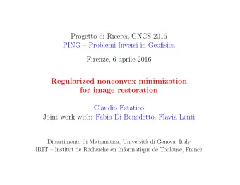 Progetto di Ricerca GNCS 2016  PING  Problemi Inversi in Geofisica  Firenze, 6 aprile 2016