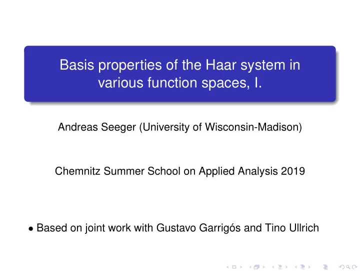 basis properties of the haar system in various function
