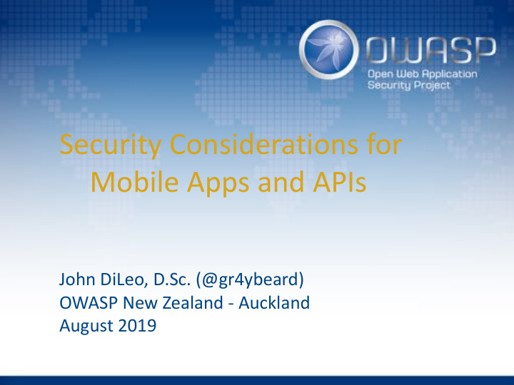 security considerations for mobile apps and apis