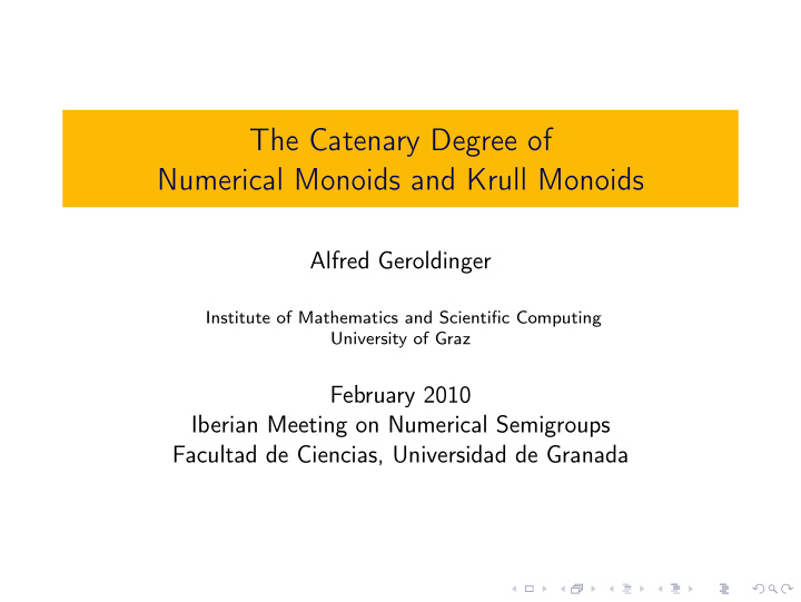 the catenary degree of numerical monoids and krull monoids