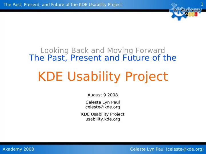 kde usability project