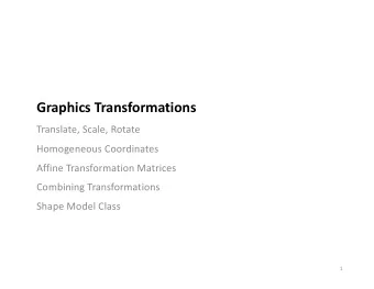 Graphics Transformations  Translate, Scale, Rotate  Homogeneous Coordinates  Affine Transformation