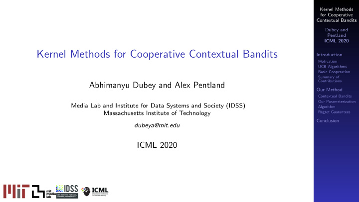 kernel methods for cooperative contextual bandits