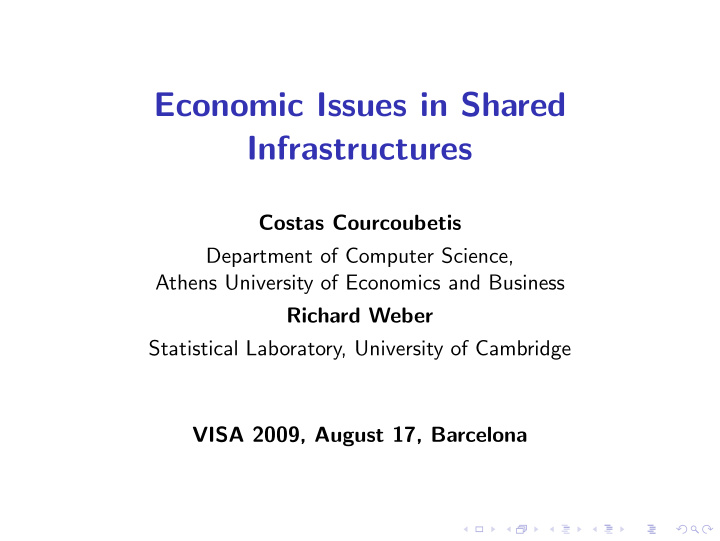 economic issues in shared infrastructures