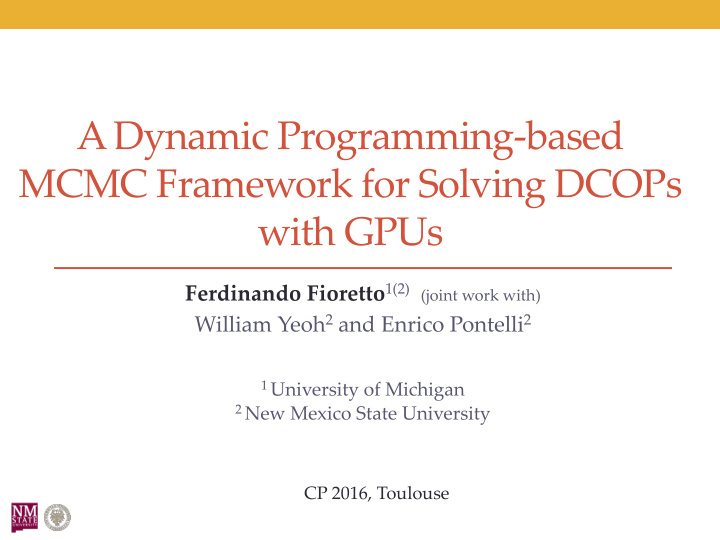 a dynamic programming based mcmc framework for solving