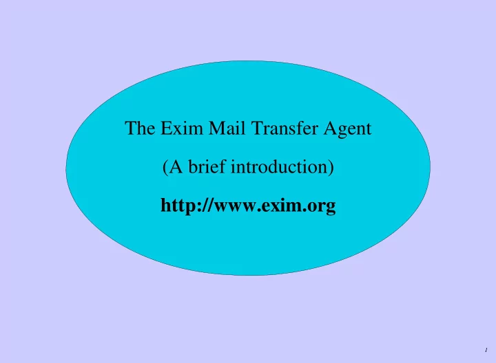 the exim mail transfer agent a brief introduction http