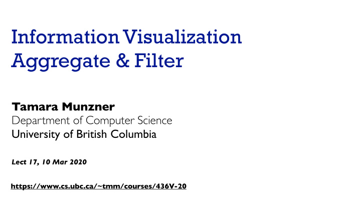 information visualization aggregate filter