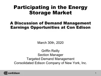 Participating in the Energy  Storage Market  A Discussion of Demand Management  Earnings