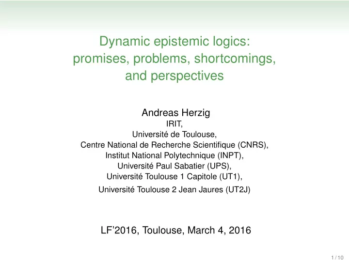 dynamic epistemic logics promises problems shortcomings