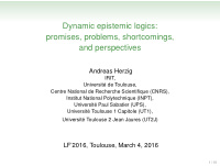 dynamic epistemic logics promises problems shortcomings