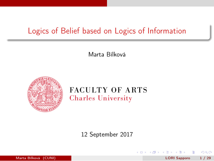 logics of belief based on logics of information