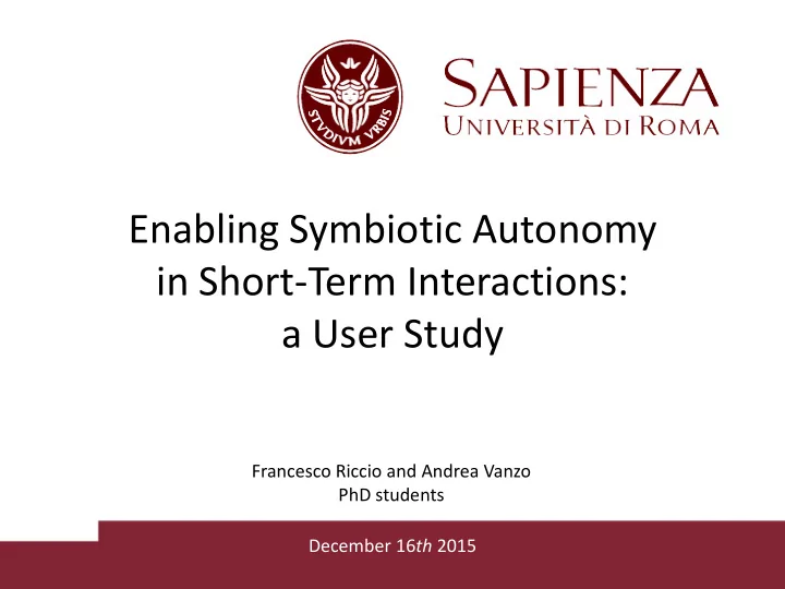 in short term interactions