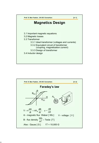 Magnetics Design  3.1 Important magnetic equations  3.2 Magnetic losses  3.3 Transformer  3.3.1