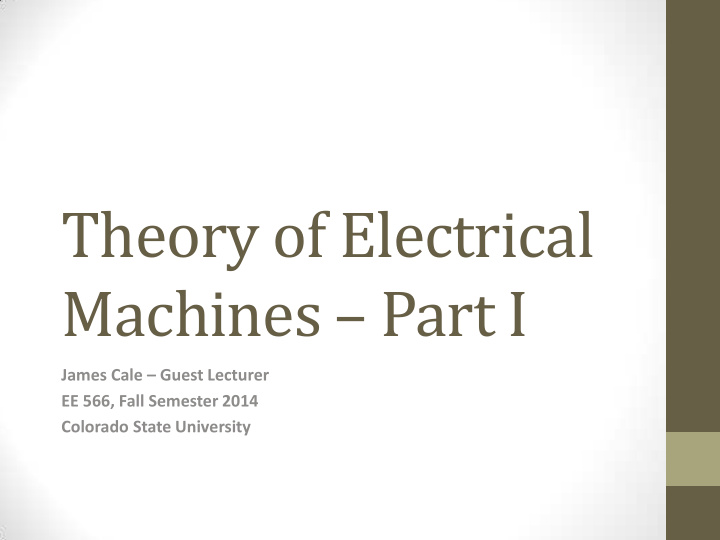 theory of electrical machines part i