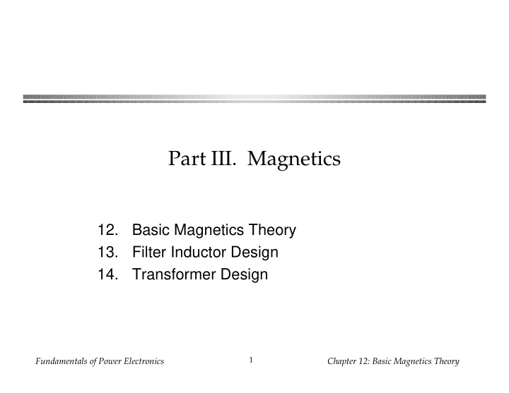 part iii magnetics