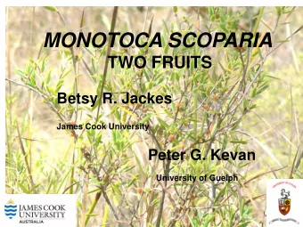 MONOTOCA SCOPARIA  TWO FRUITS  Betsy R. Jackes  James Cook University  Peter G. Kevan  University