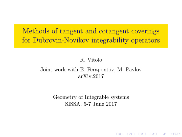 methods of tangent and cotangent coverings for dubrovin