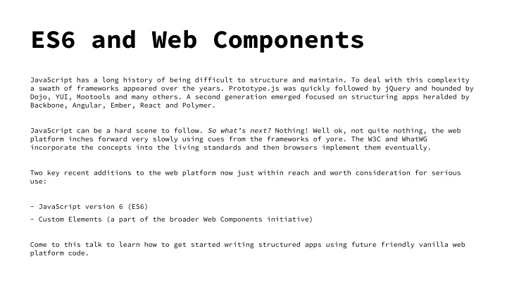 es6 and web components