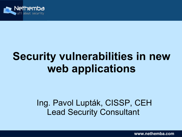 security vulnerabilities in new web applications