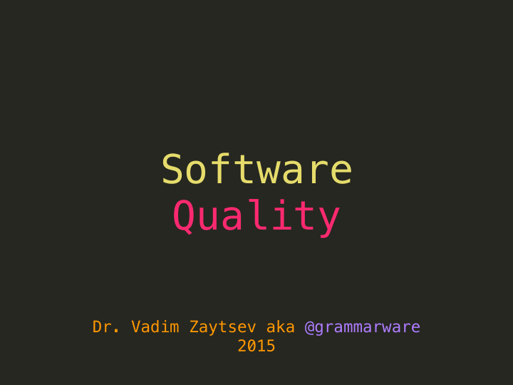 software quality