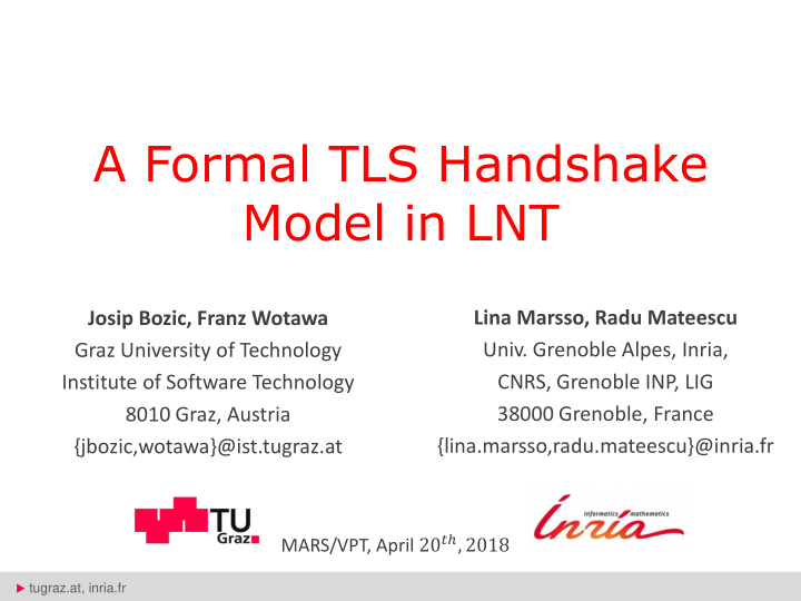 a formal tls handshake