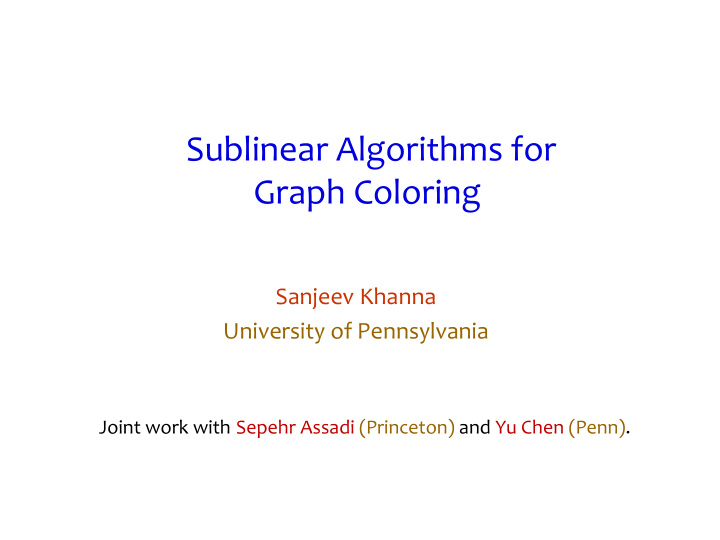 sublinear algorithms for graph coloring