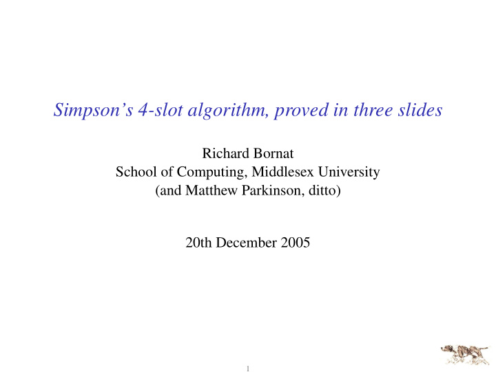 simpson s 4 slot algorithm proved in three slides