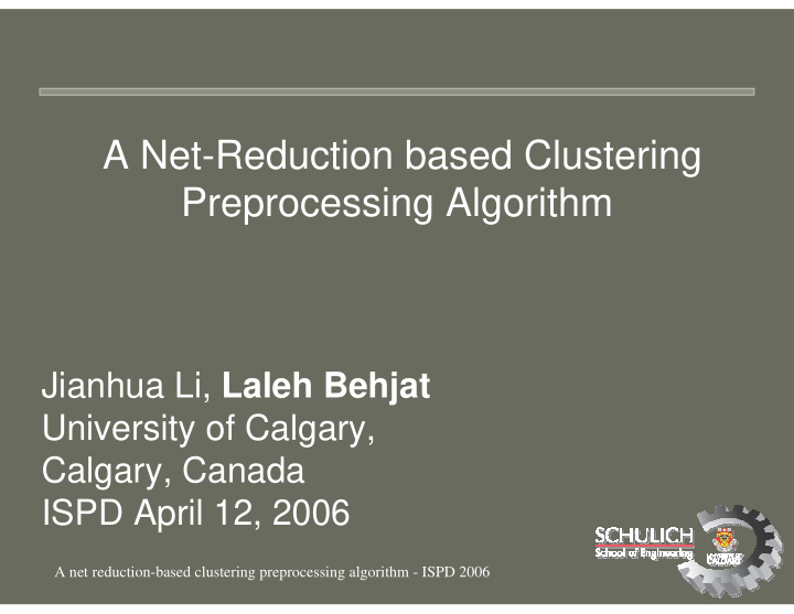 a net reduction based clustering preprocessing algorithm