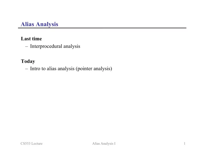 alias analysis