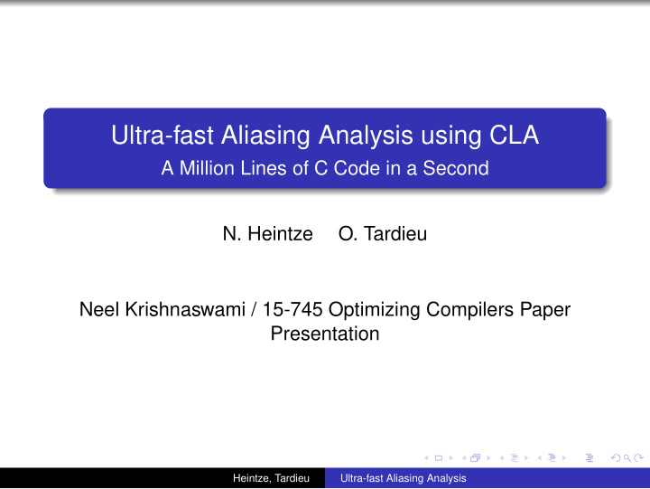 ultra fast aliasing analysis using cla