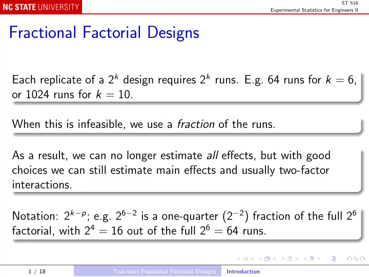 fractional factorial designs