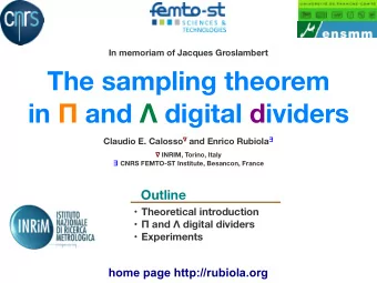 The sampling theorem in  and  digital dividers Claudio E. Calosso  and Enrico Rubiola
