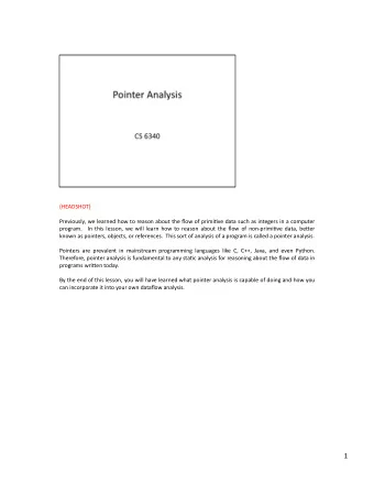 1    Lets   begin   with   a   dataflow   analysis   for   an