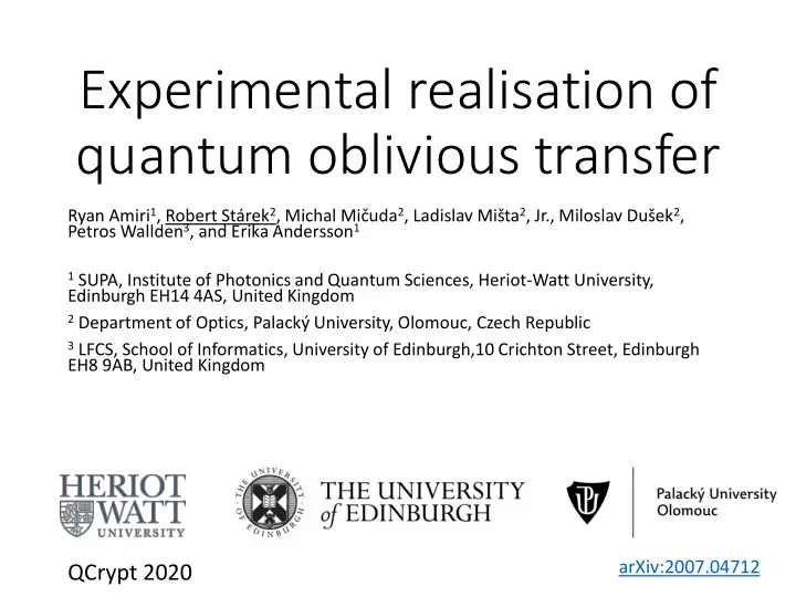 experimental realisation of