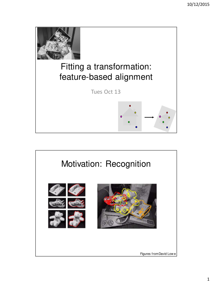 fitting a transformation feature based alignment