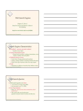 Web Search Engines  Chapter 27, Part C  Based on Larson and Hearsts slides at  UC-Berkeley