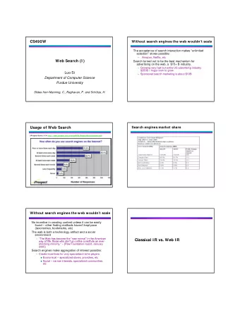 CS490W  Without search engines the web wouldnt scale  The acceptance of search interaction makes