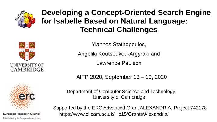 developing a concept oriented search engine for isabelle